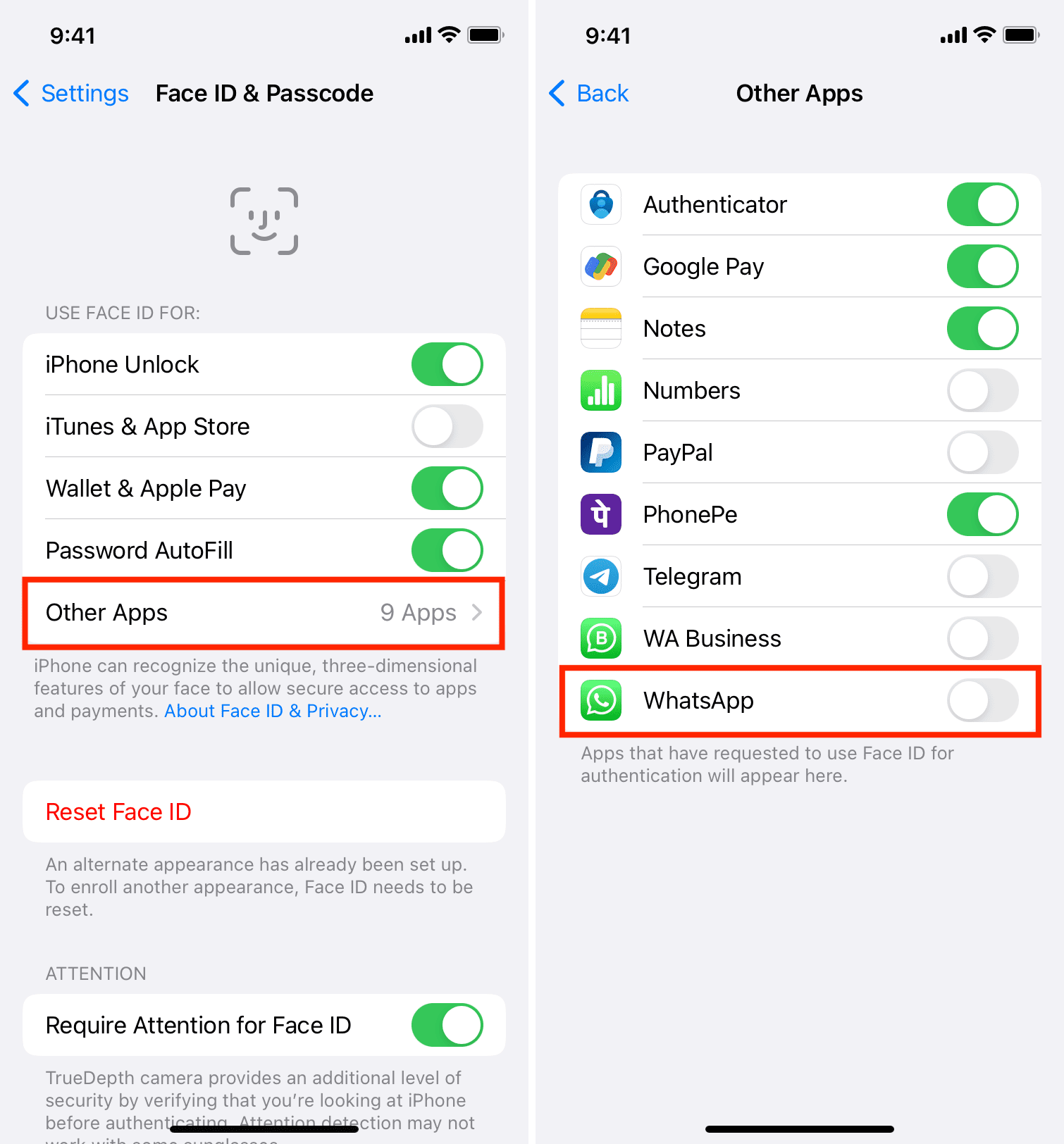 Stop WhatsApp from using Face ID and force it to unlock using iPhone passcode