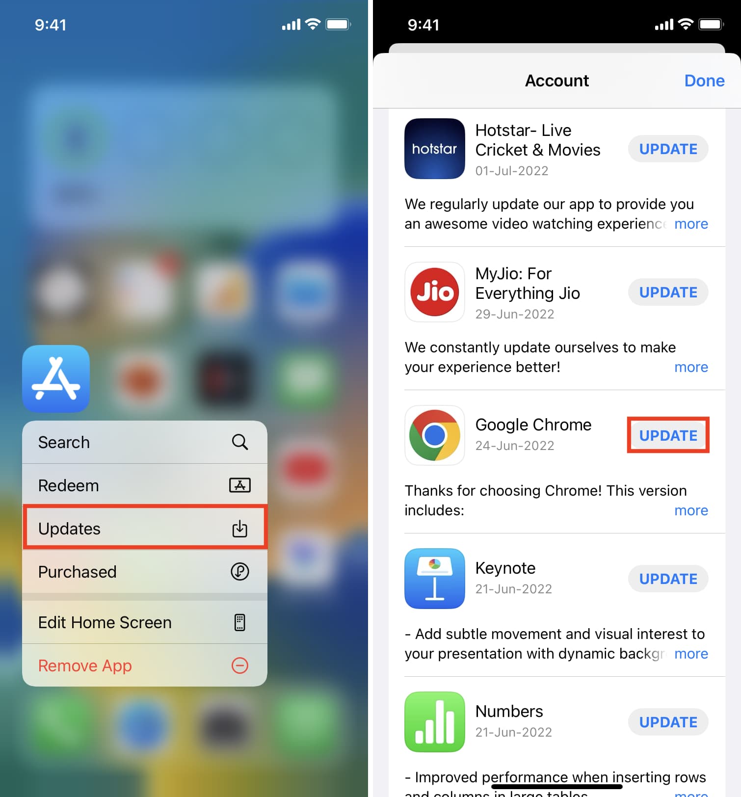 Update Google Chrome and other web browsers on iPhone