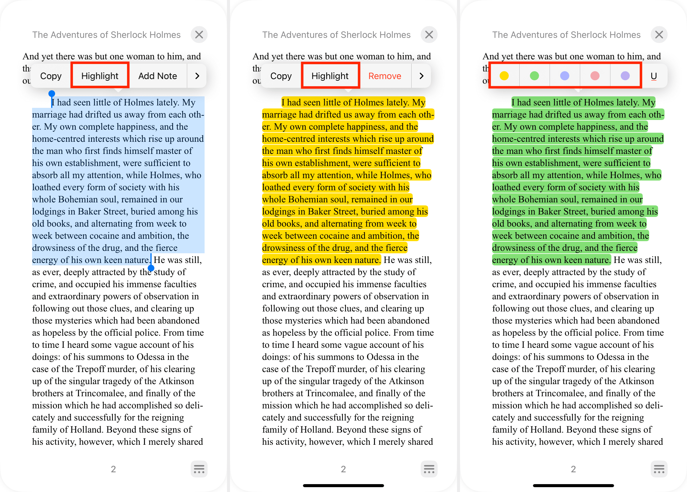 Add a highlight and change highlight color in iPhone Books app