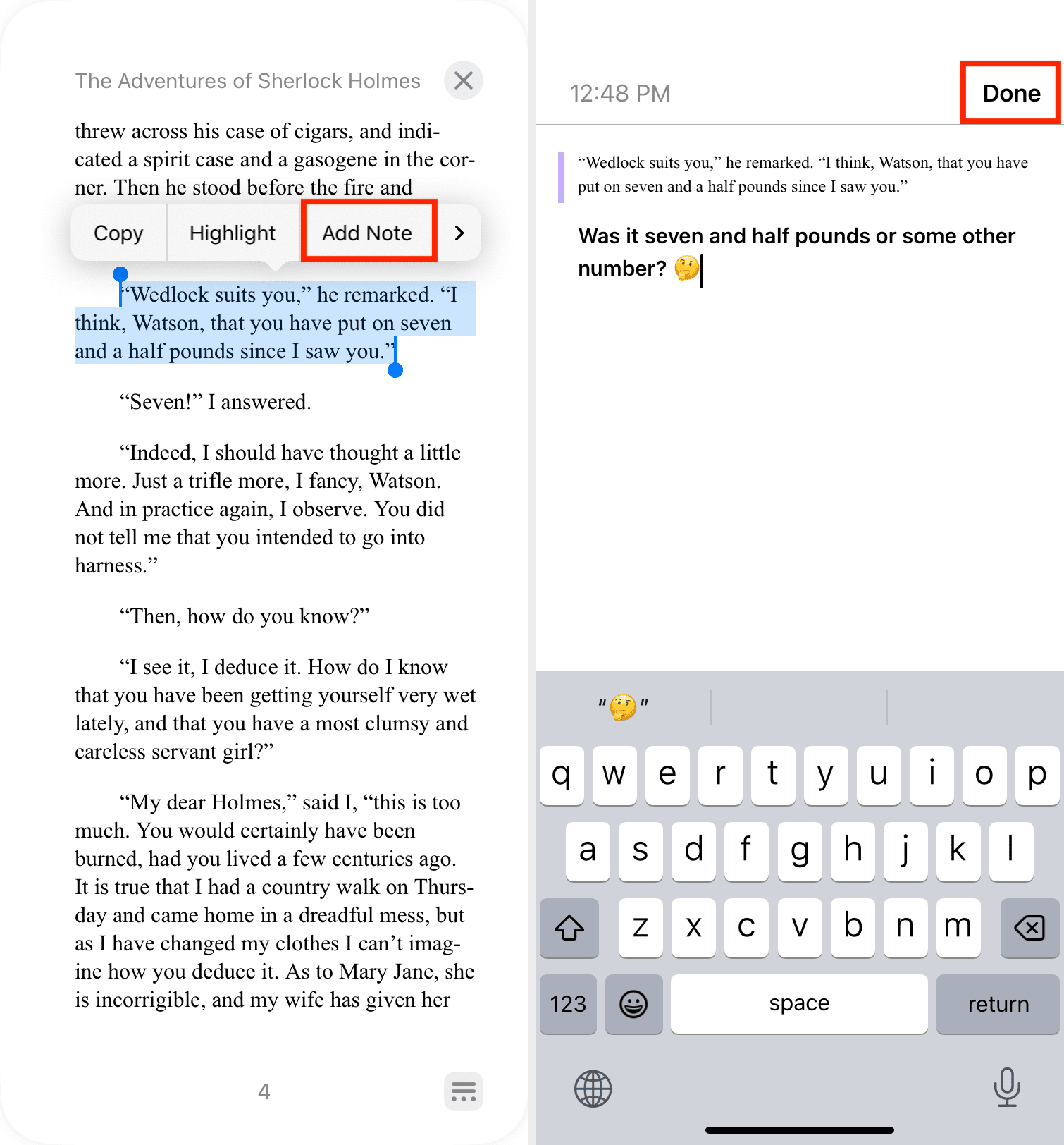 Add a note in Books app on iPhone