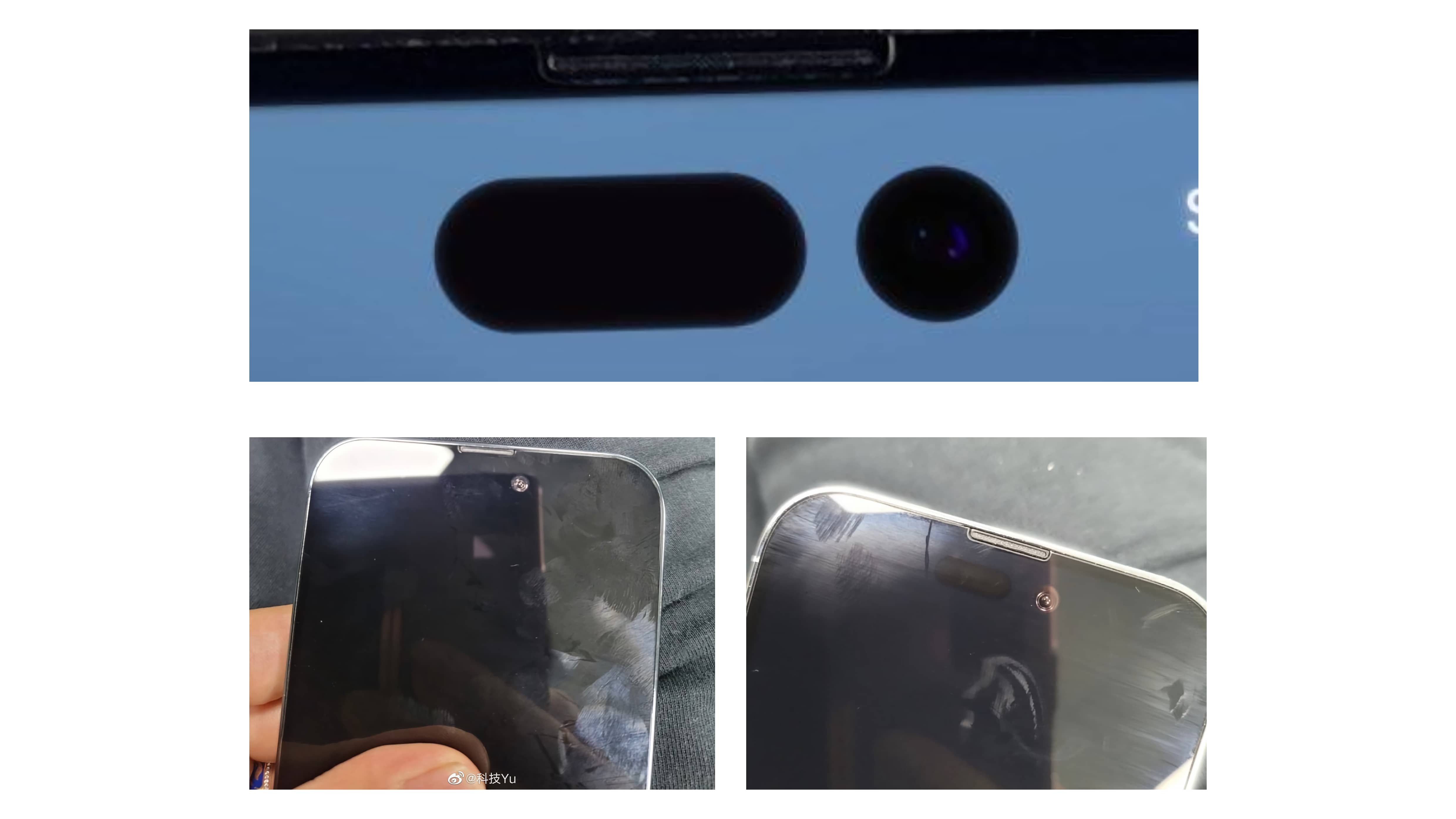 Leaked images showing a closeup of the ‌iPhone 14 Pro‌'s rumored pill and hole-punch design