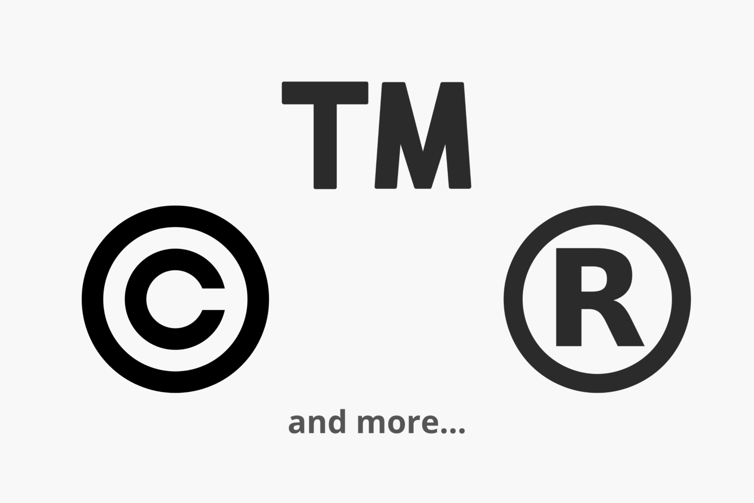 Copyright, trademark, and registered symbols on a light background