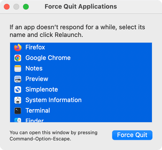Force Quit all apps on Mac
