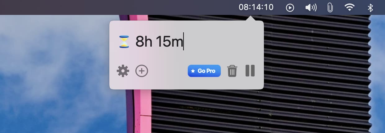 Horo app to set timer in Mac menu bar
