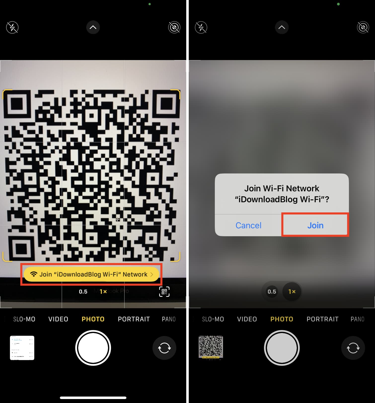 Join Wi-Fi Network by scanning QR code on iPhone