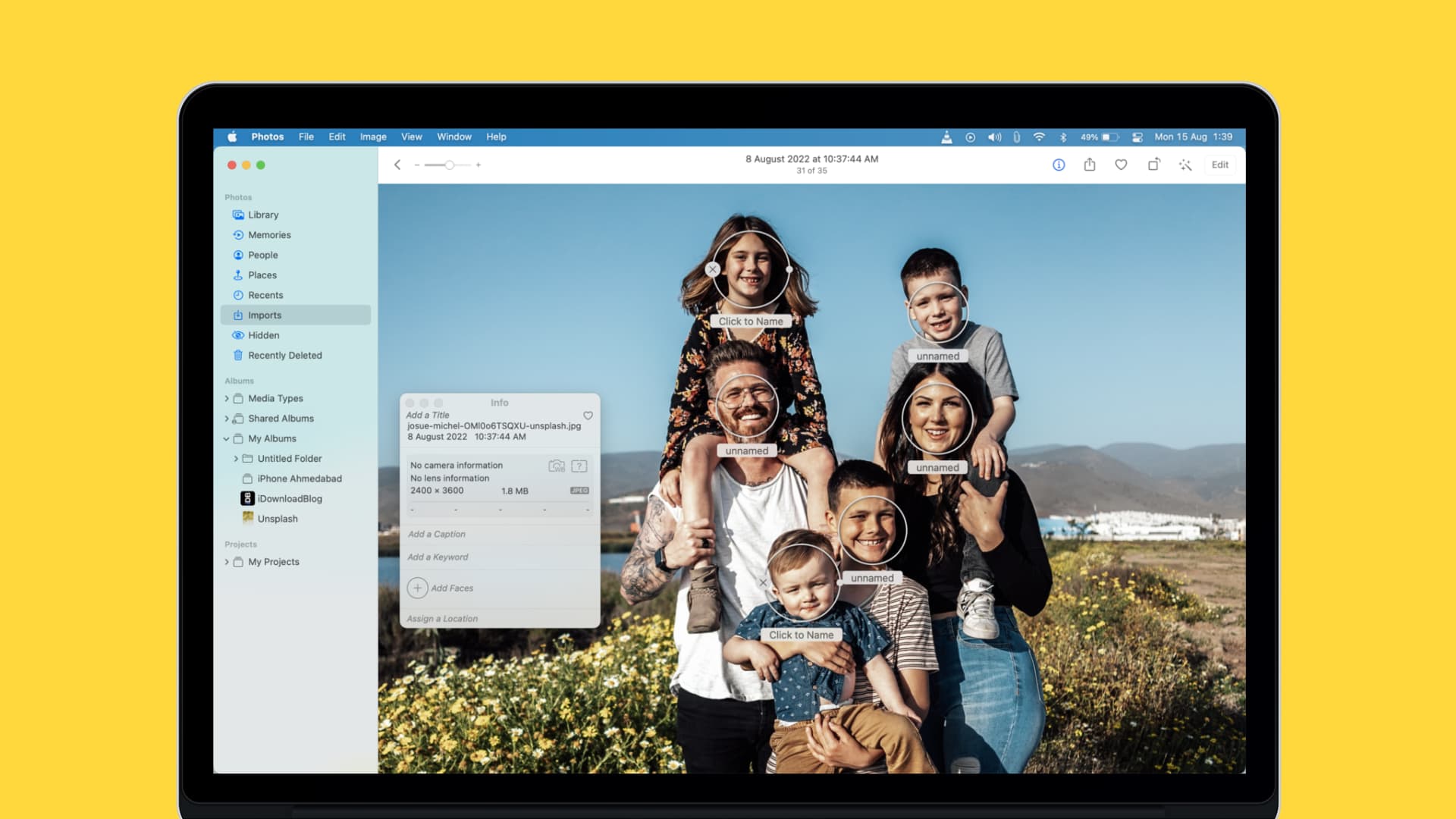 Identify and name people in the Photos app on Mac