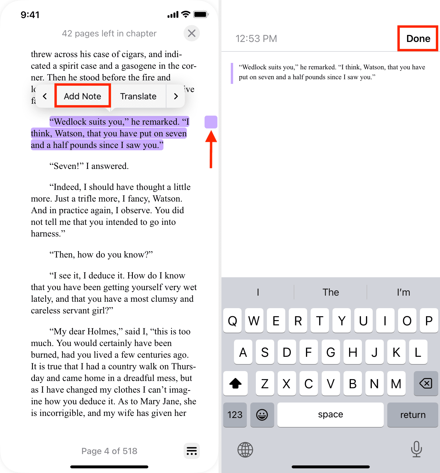 Remove added note from Books app on iPhone
