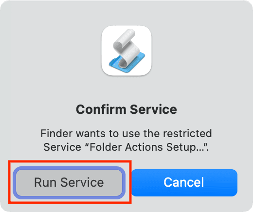 Run Service alert on Mac