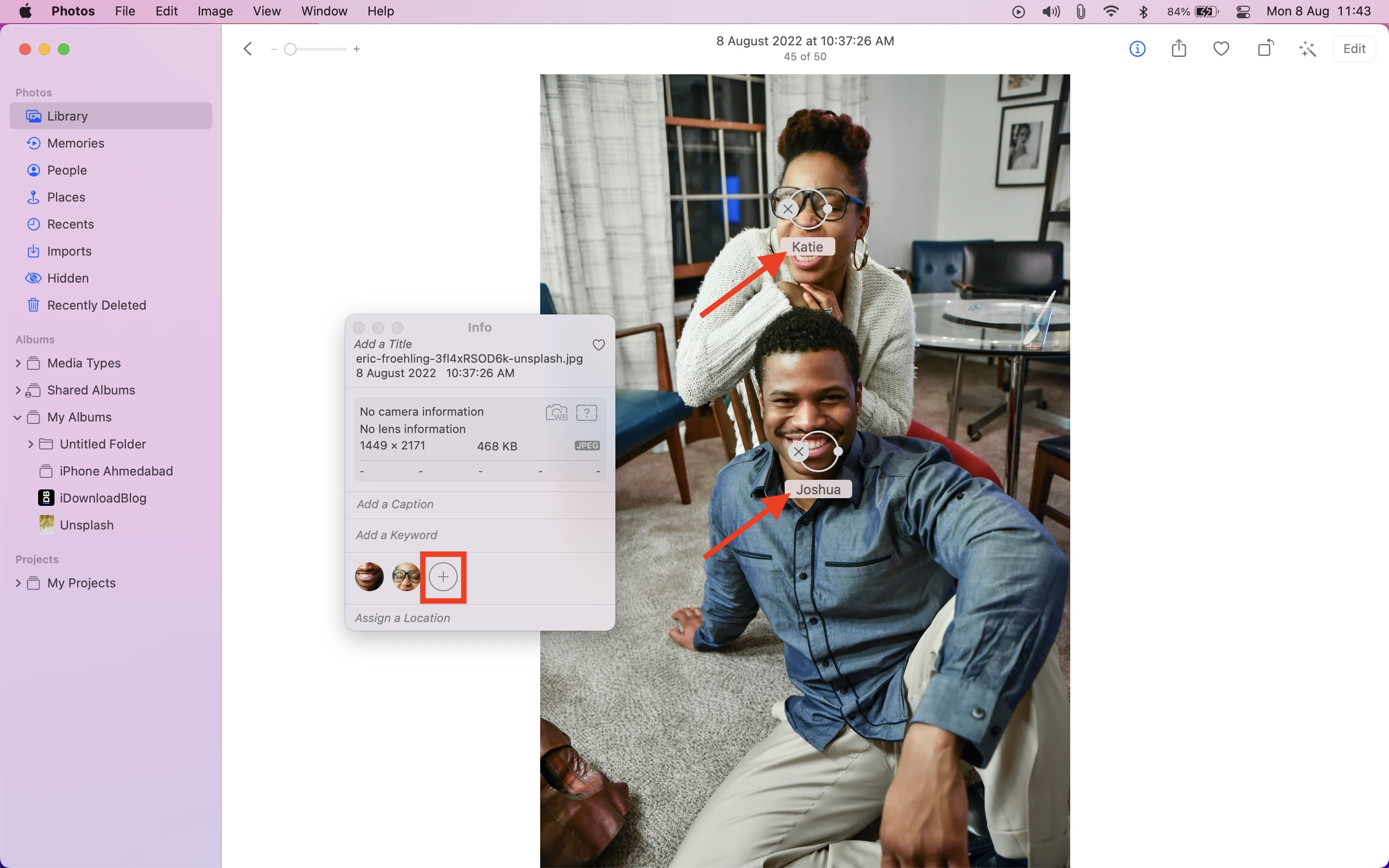 Tag multiple faces in a single photo on Mac