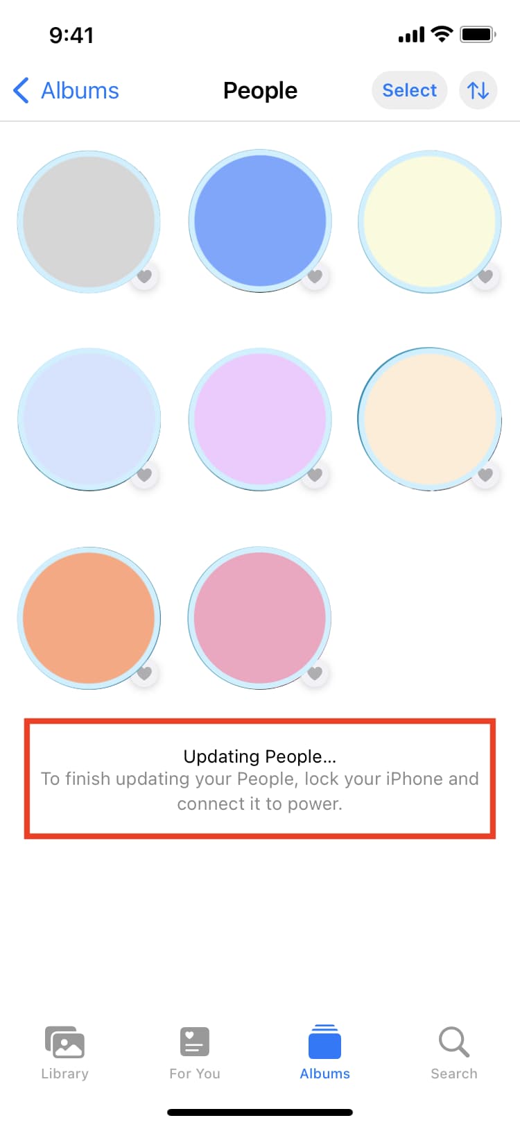 To finish updating your People, lock your iPhone and connect it to power