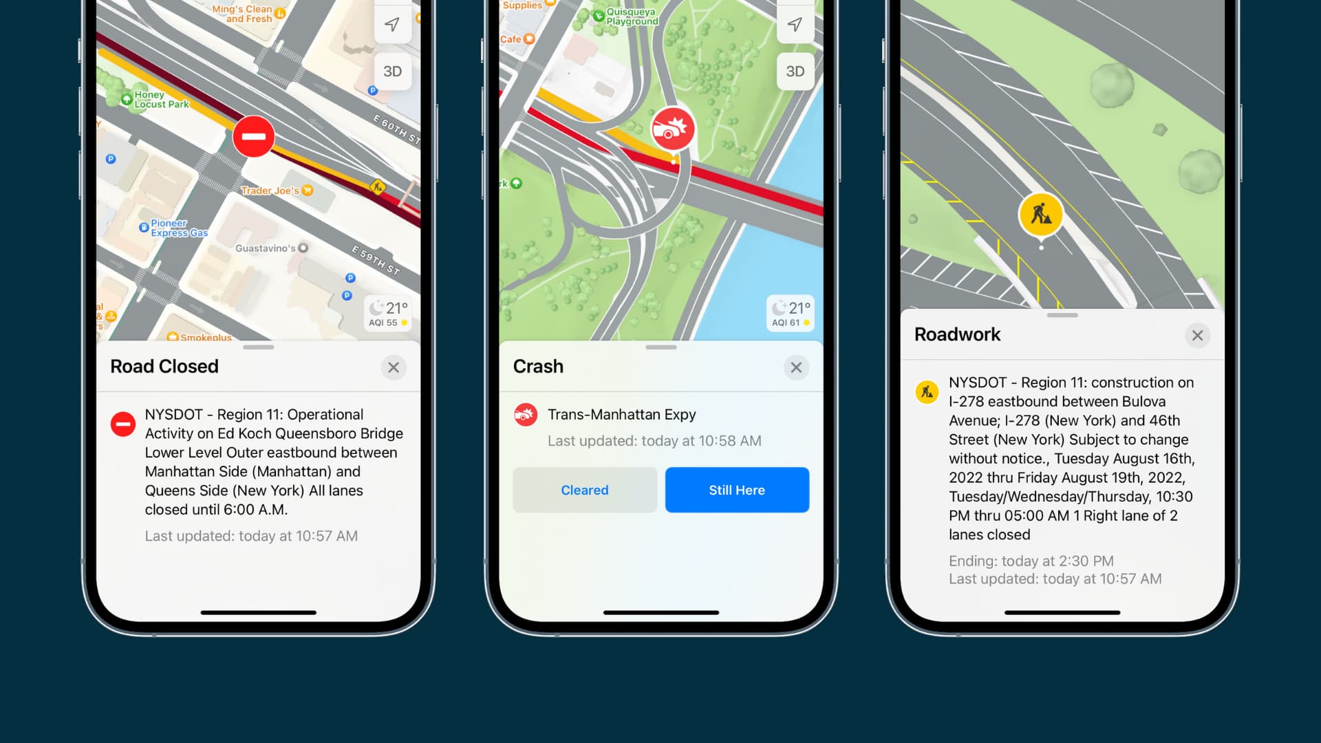 See traffic conditions in Apple Maps