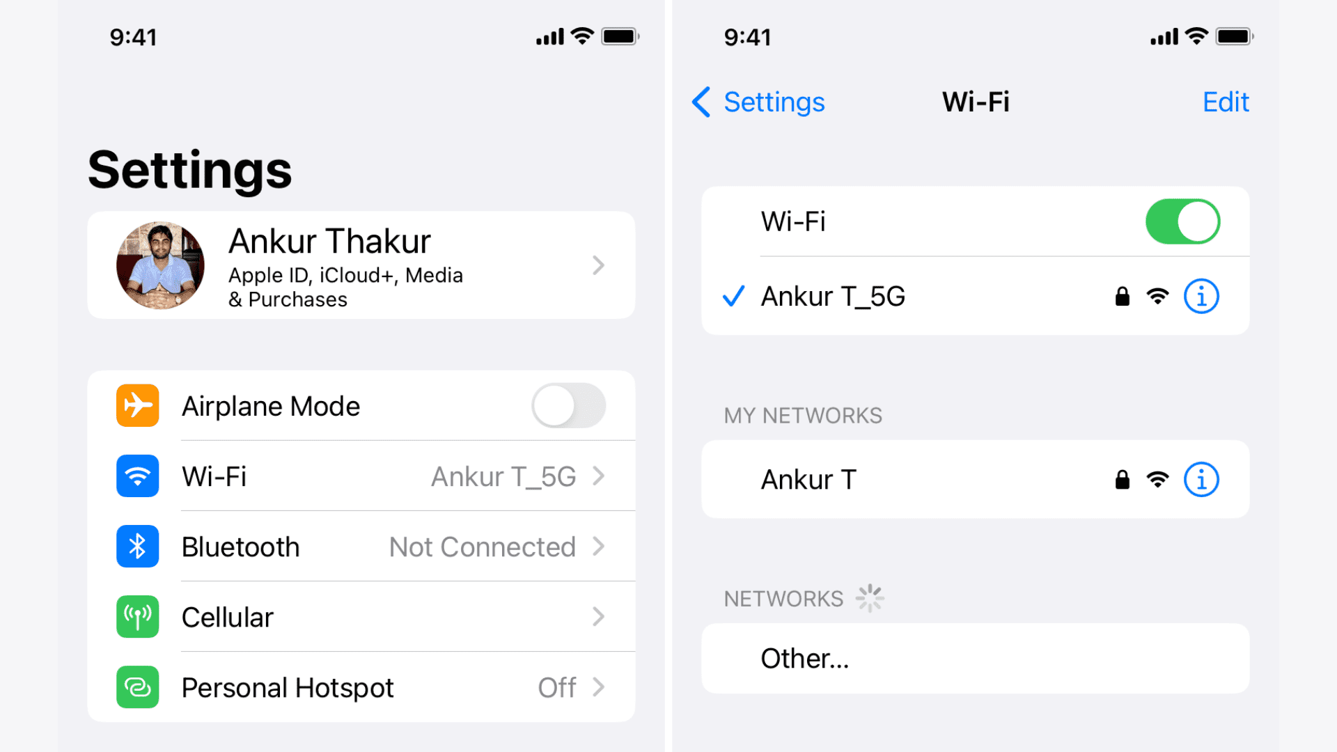 Two known Wi-Fi networks on iPhone