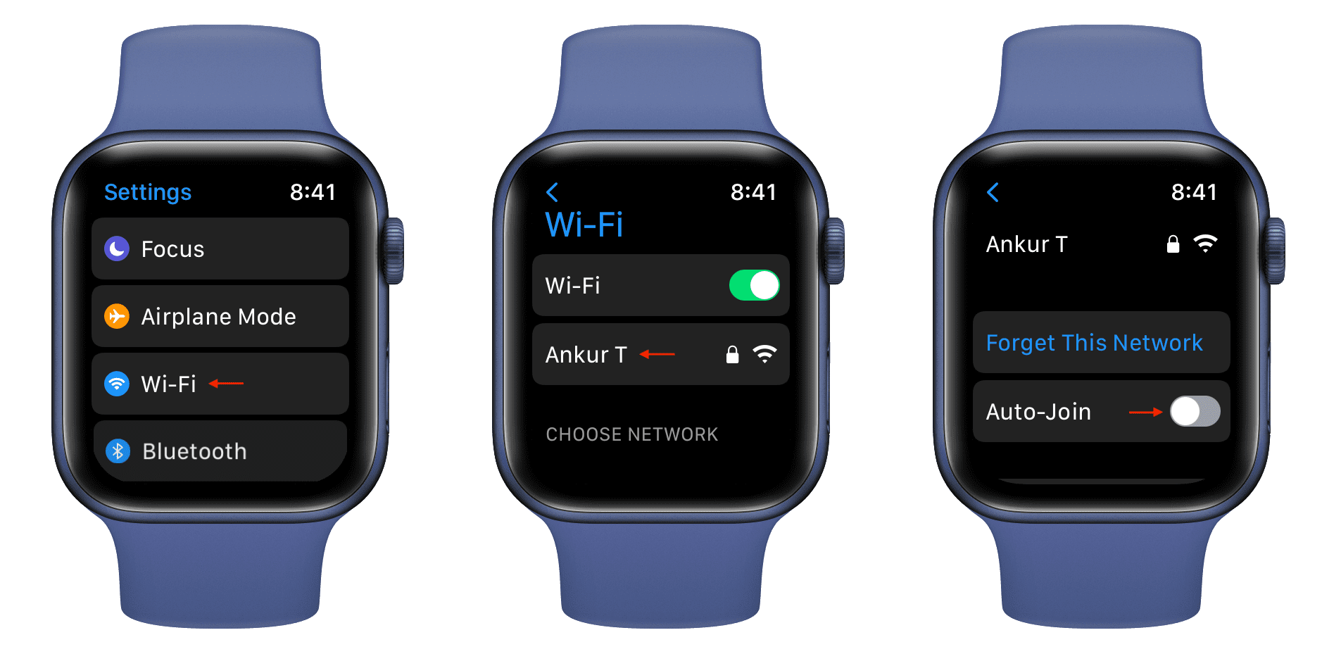Wi-Fi Auto-Join preferences on Apple Watch
