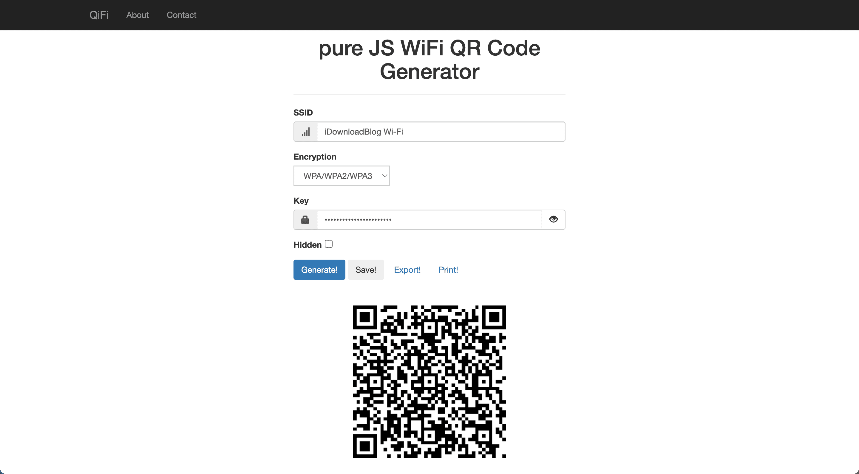 WiFi QR Code generator