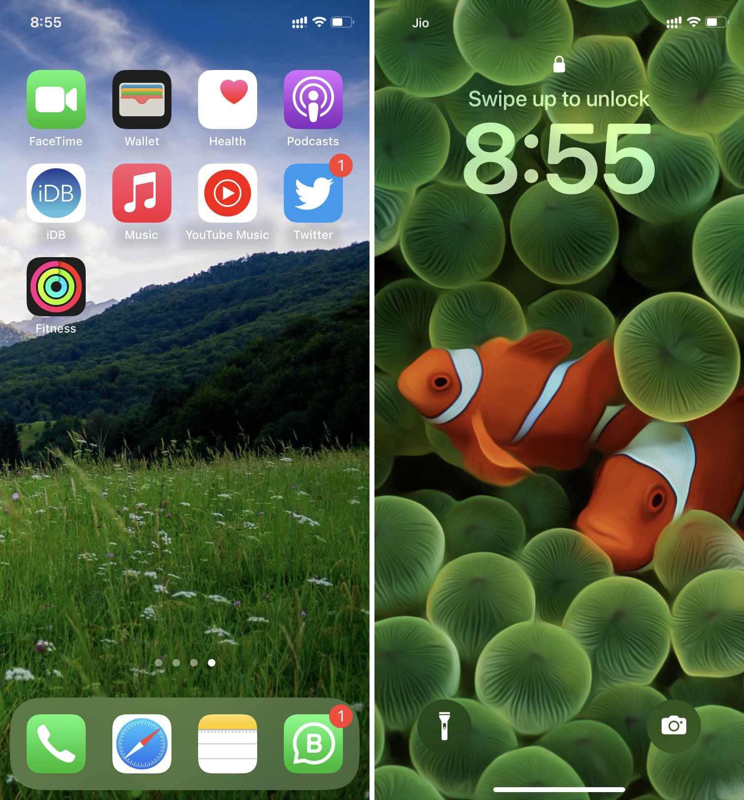 iPhone Home Screen and Lock Screen with different wallpapers in iOS 16