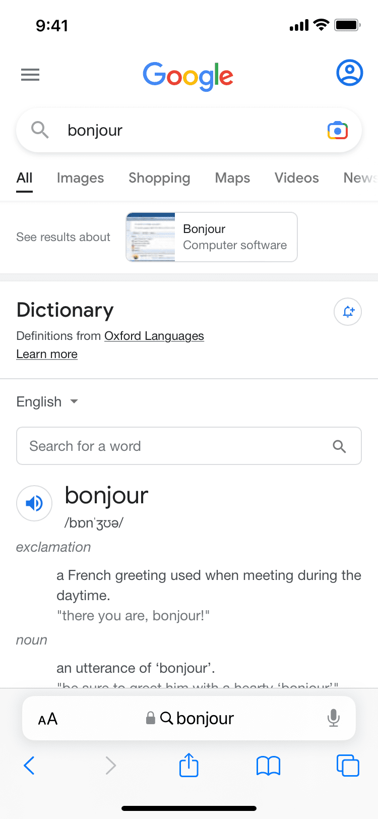 See word definition in Google