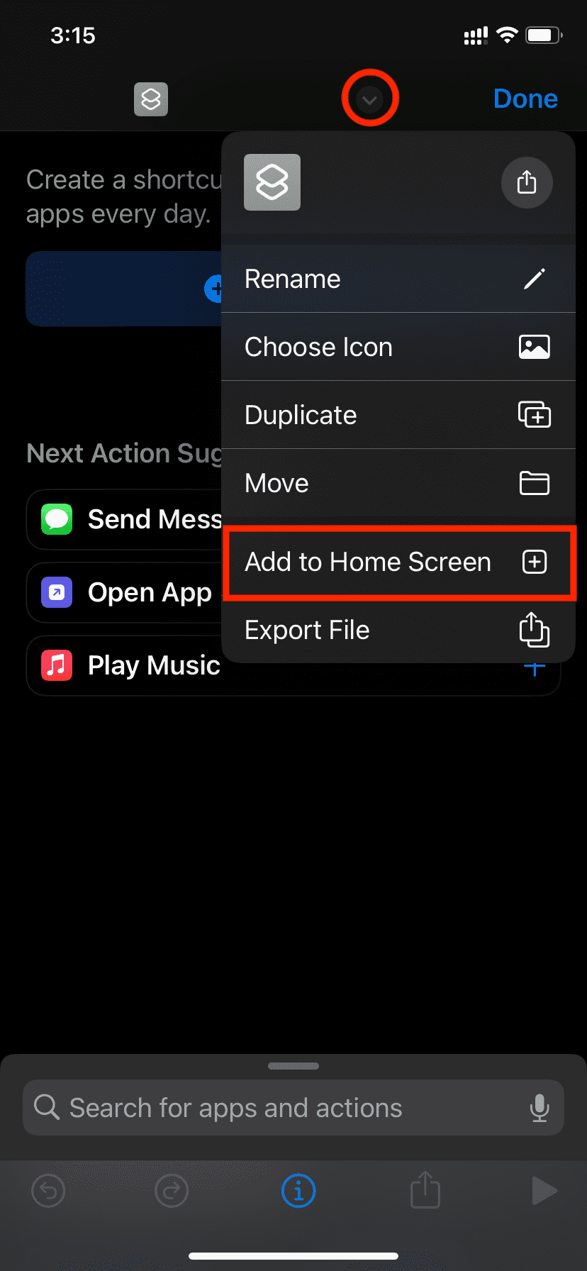 Add shortcut to Home Screen on iPhone
