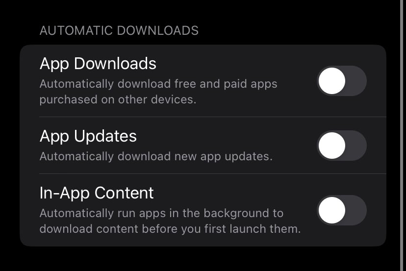 The new In-App Content toggle in the App Store settings on iOS 16.1