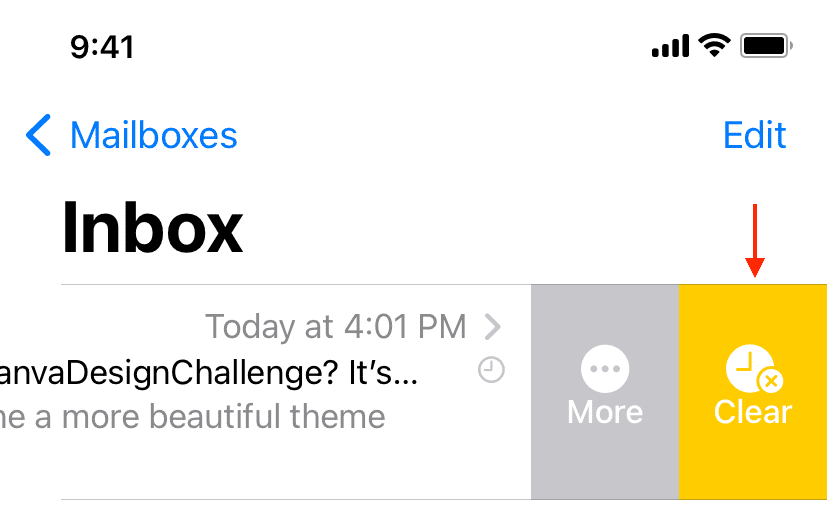 Clear email reminder in iPhone Mail app