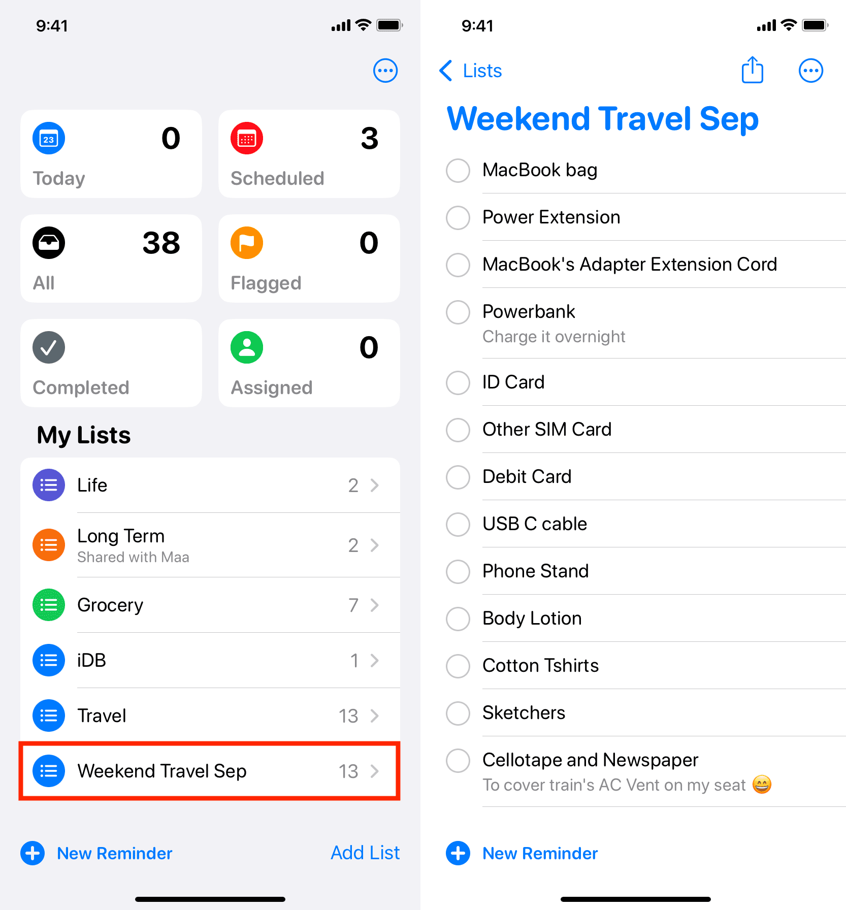 How to use templates in Reminders app on iPhone in iOS 16
