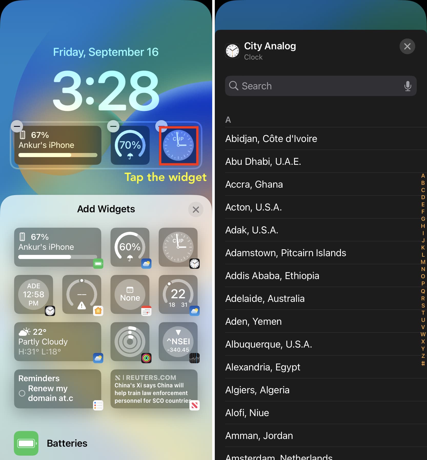 Customize the Clock widget on iPhone Lock Screen