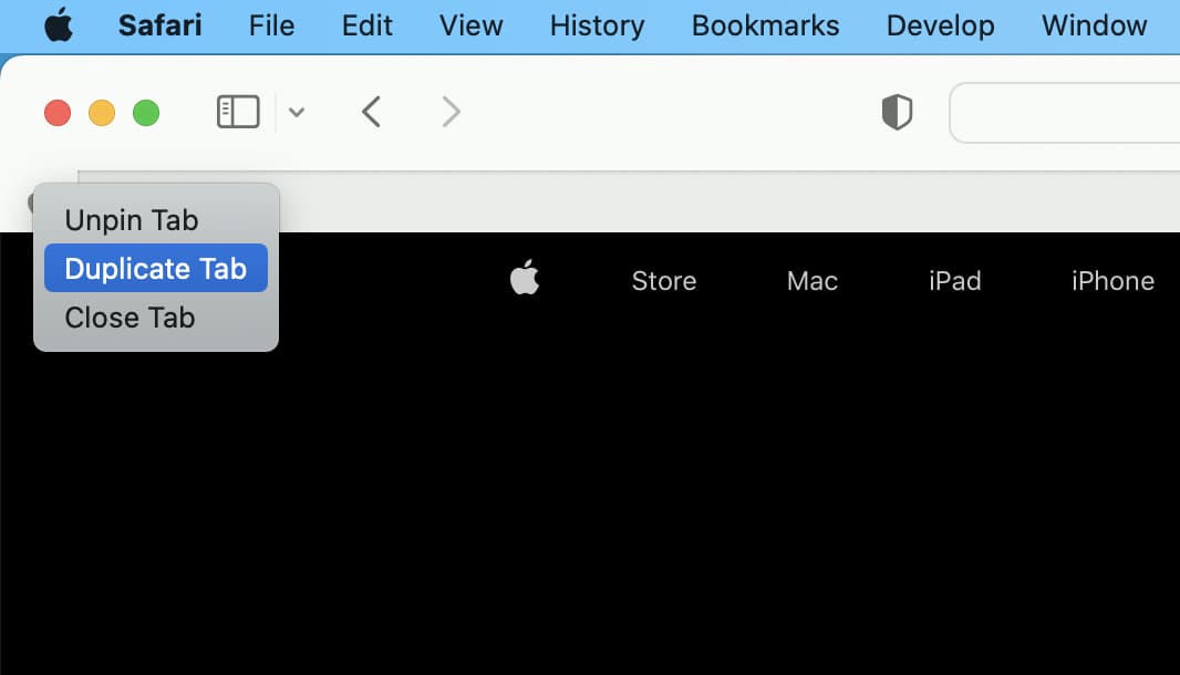 Duplicate Tab in Safari on Mac