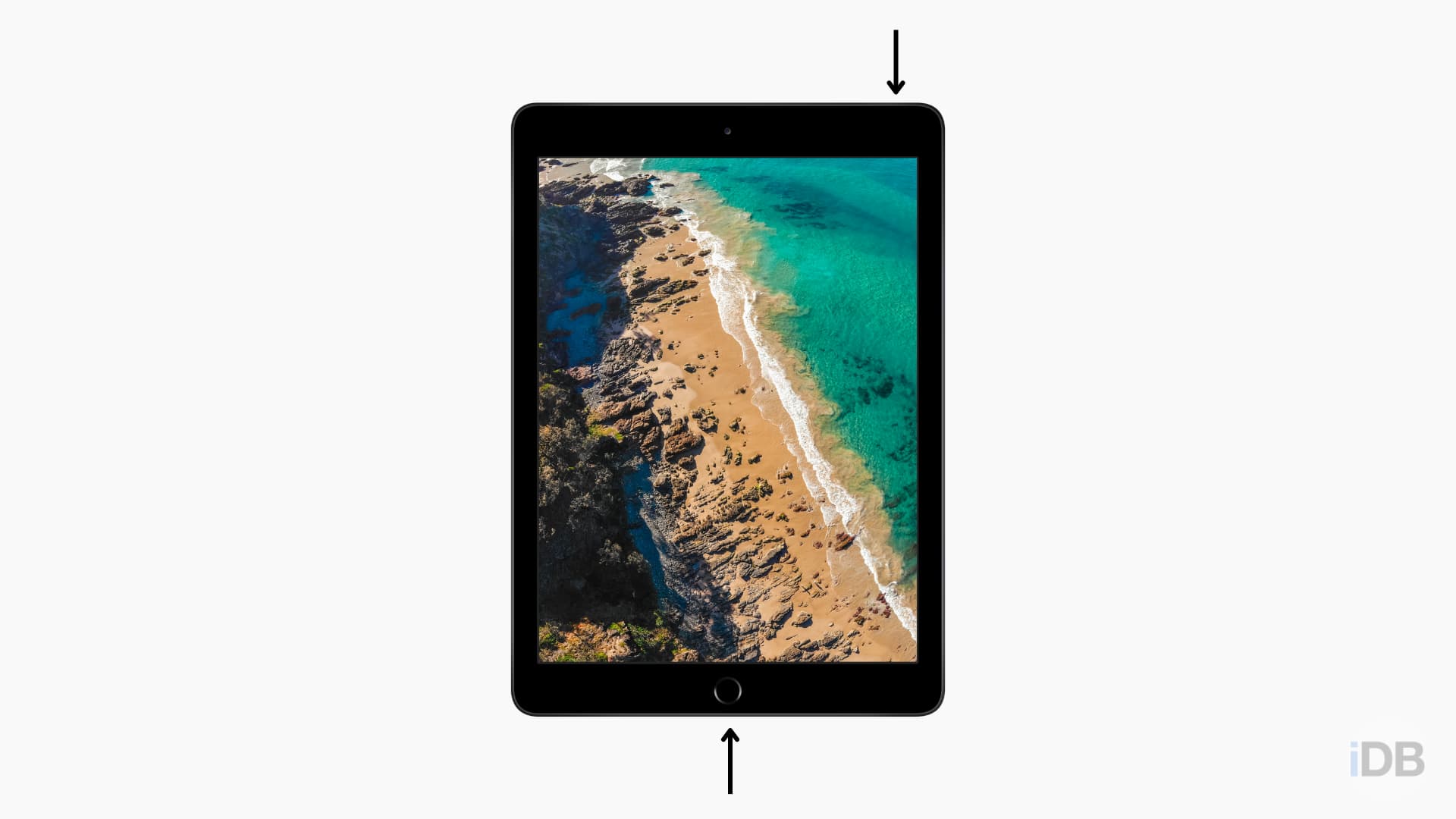 Image showing how to force restart iPad models with front Home button
