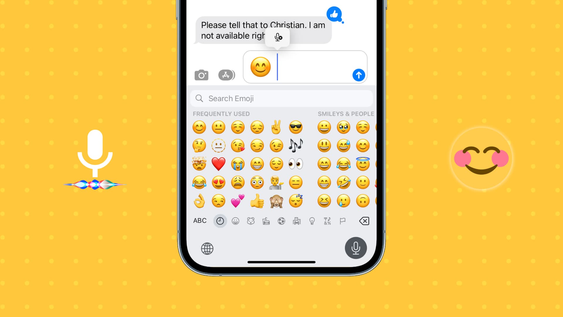Insert emoji with voice on iPhone