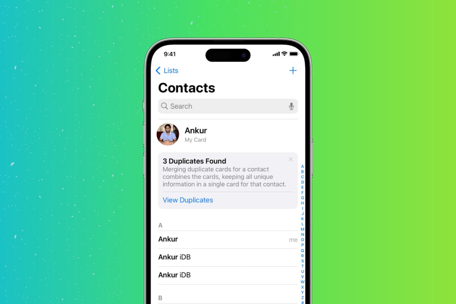 Merge duplicate contacts on iPhone