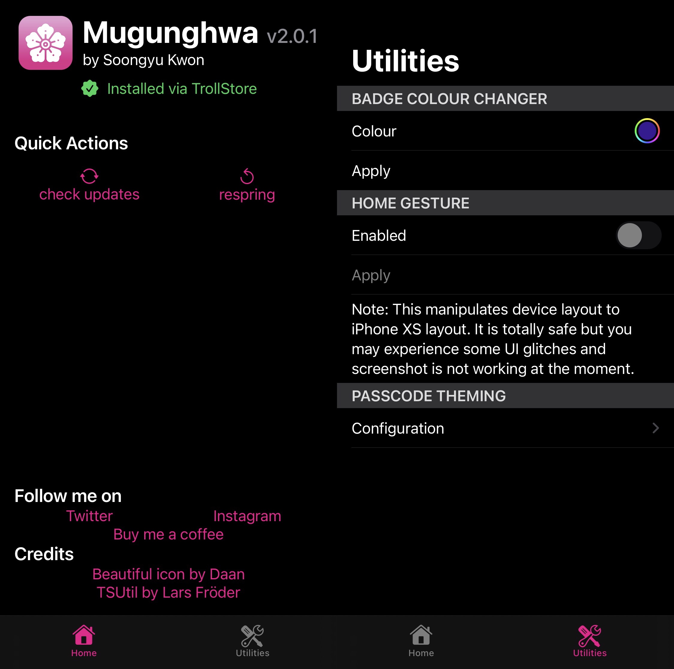 Mugunghwa options to configure.
