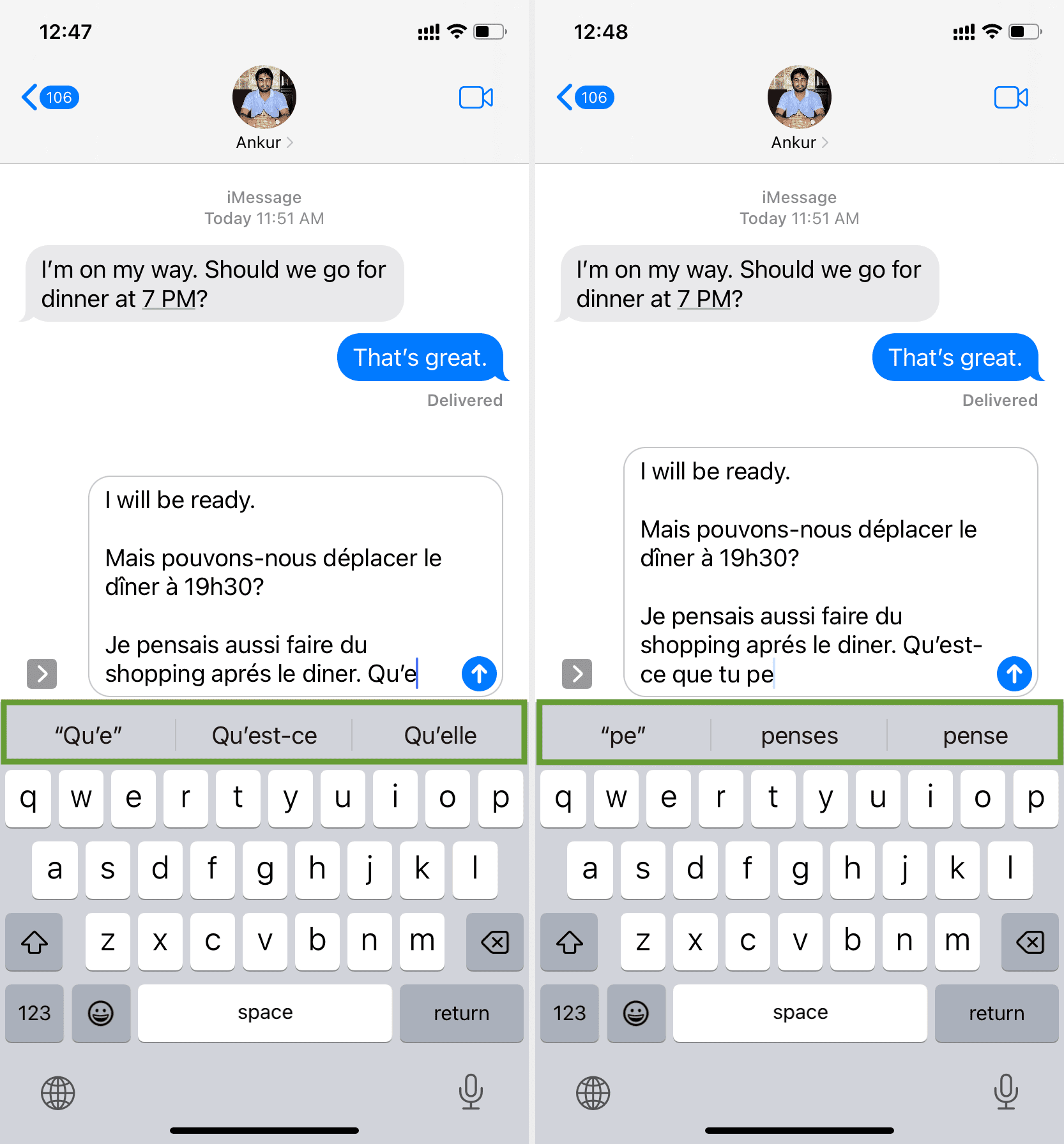 Multiple languages suggestions in iPhone keyboard