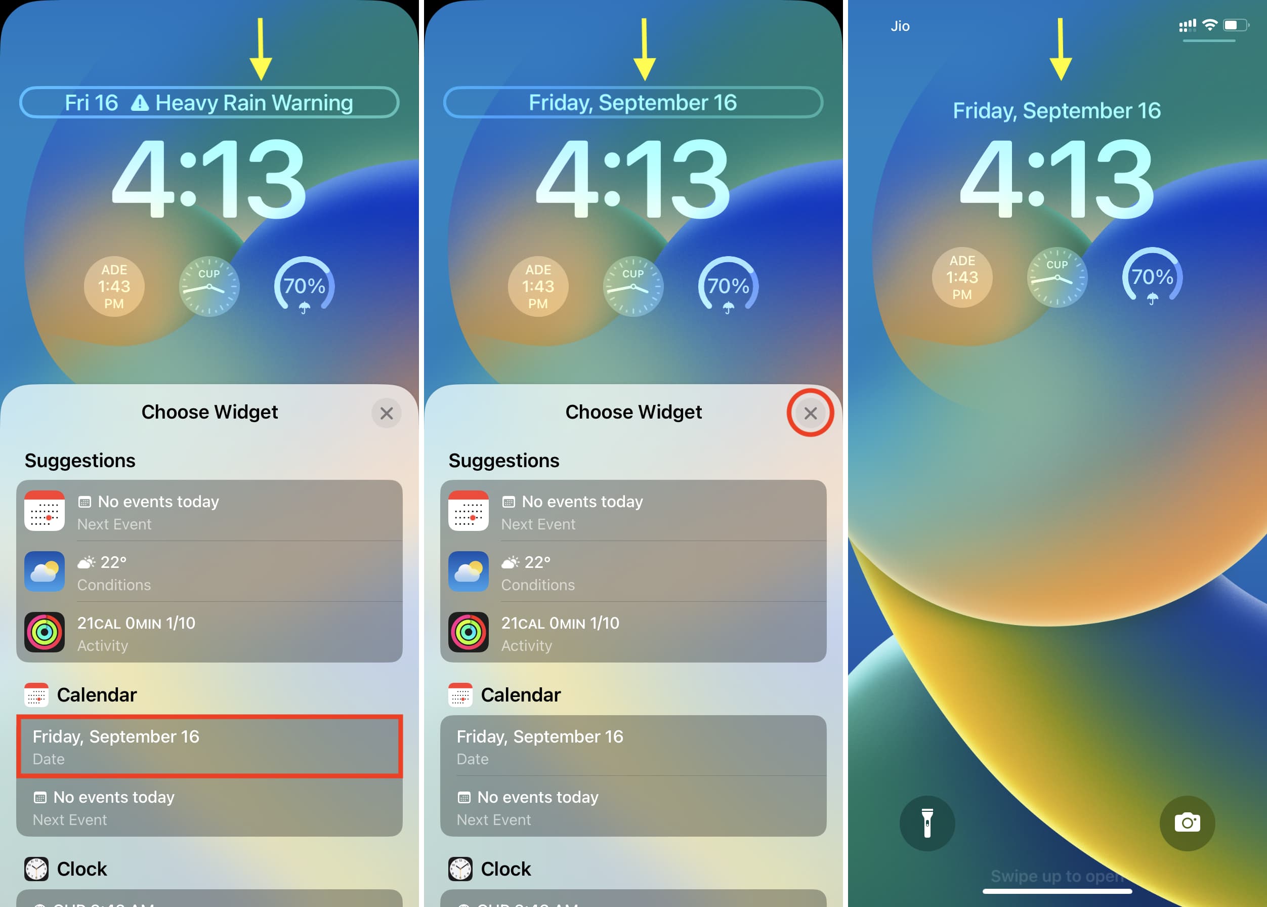 Remove a widget from above the clock on iPhone Lock Screen