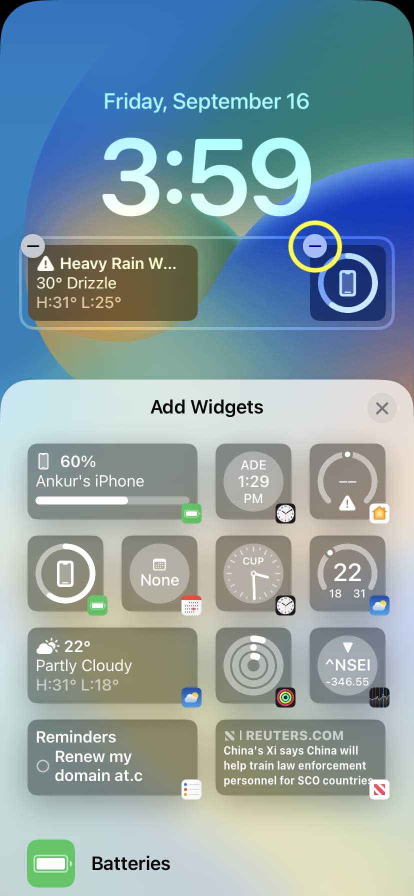 Remove widgets from iPhone Lock Screen in iOS 16
