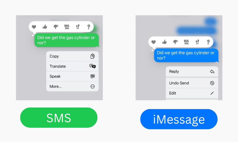 SMS and iMessage green and blue bubbles