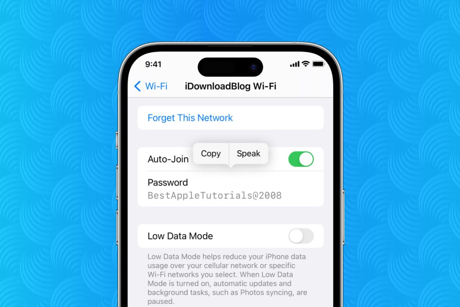 See Wi-Fi password on iPhone from Wi-Fi settings