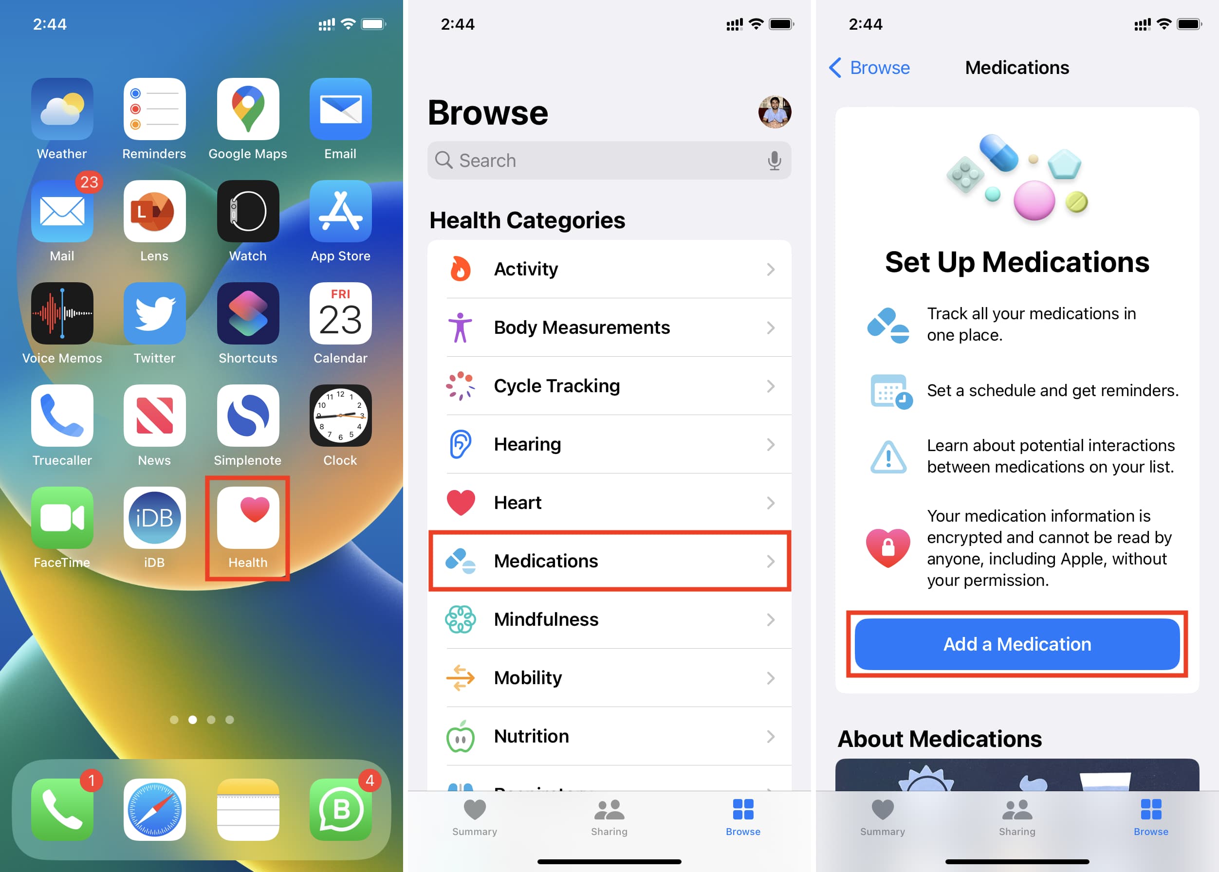 Set Up Medications in iPhone Health app