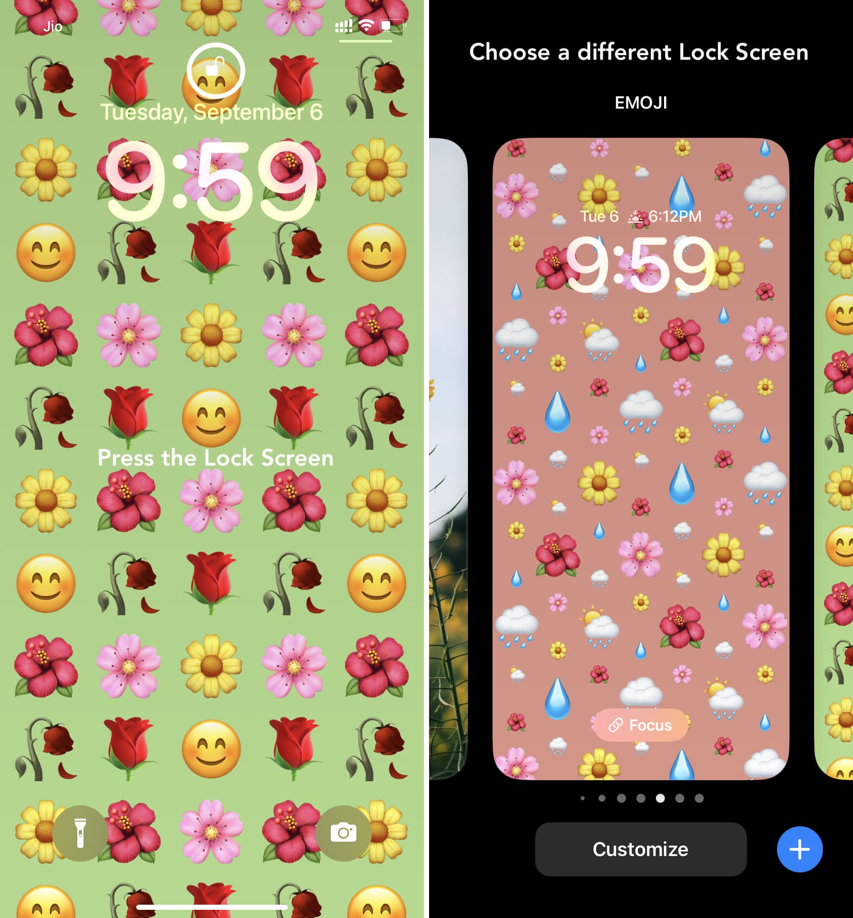 Switch between various emoji Lock Screens