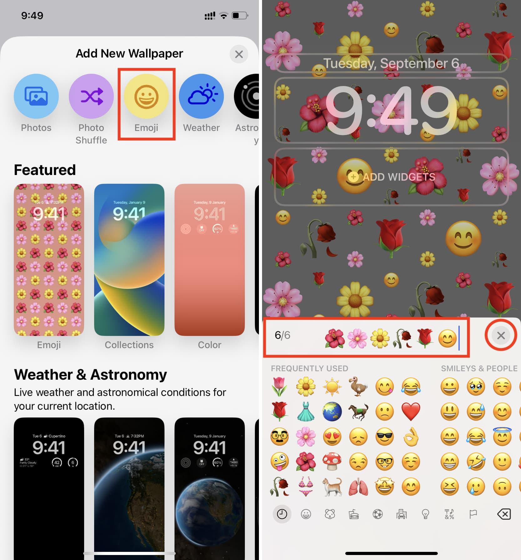 Tap Emoji to and pick emojis to use as wallpaper