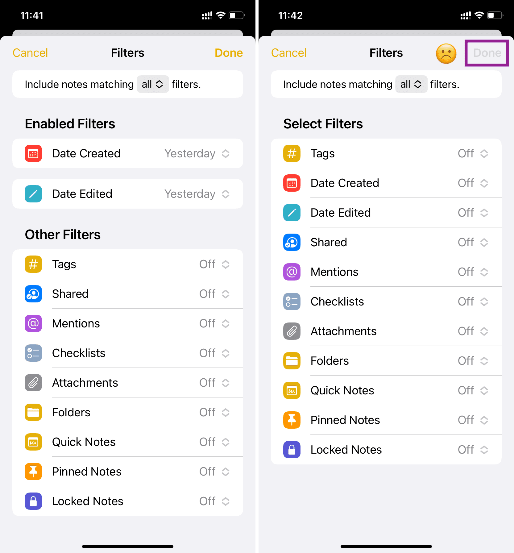 Trying to convert smart folder to normal folder in Notes app iPhone