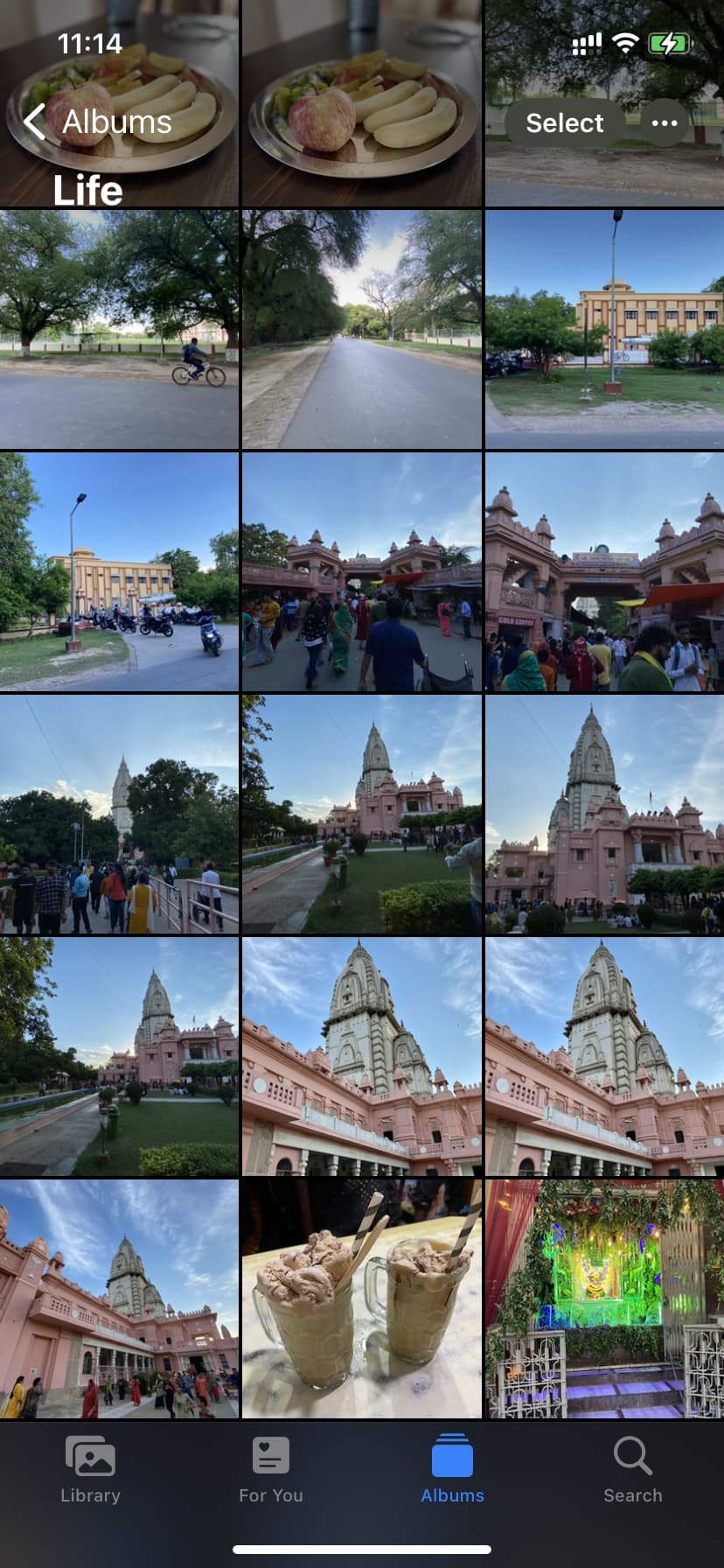 iPhone Photos app showing several images of a famous temple