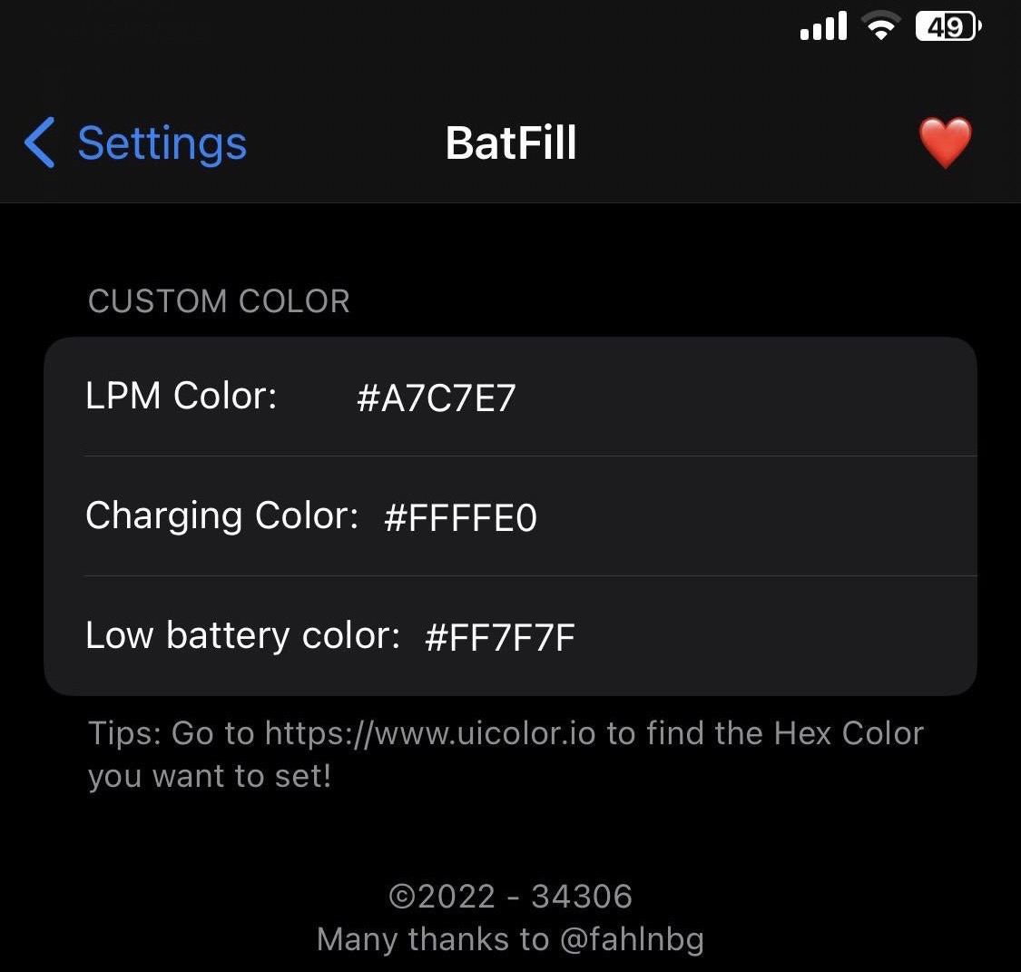 BatFill brings iOS 16.1’s redesigned Status Bar battery level indicator to jailbroken devices.