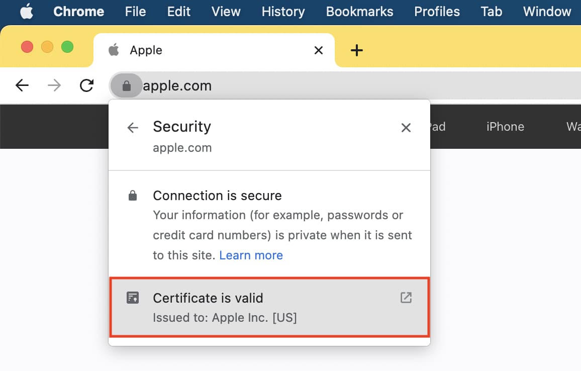 Certificate is valid in Chrome on Mac
