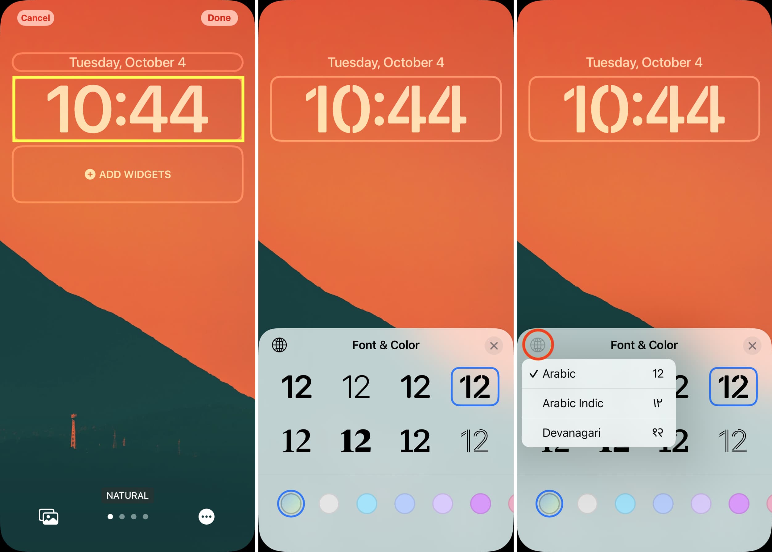 Change clock font and script for iPhone Lock Screen