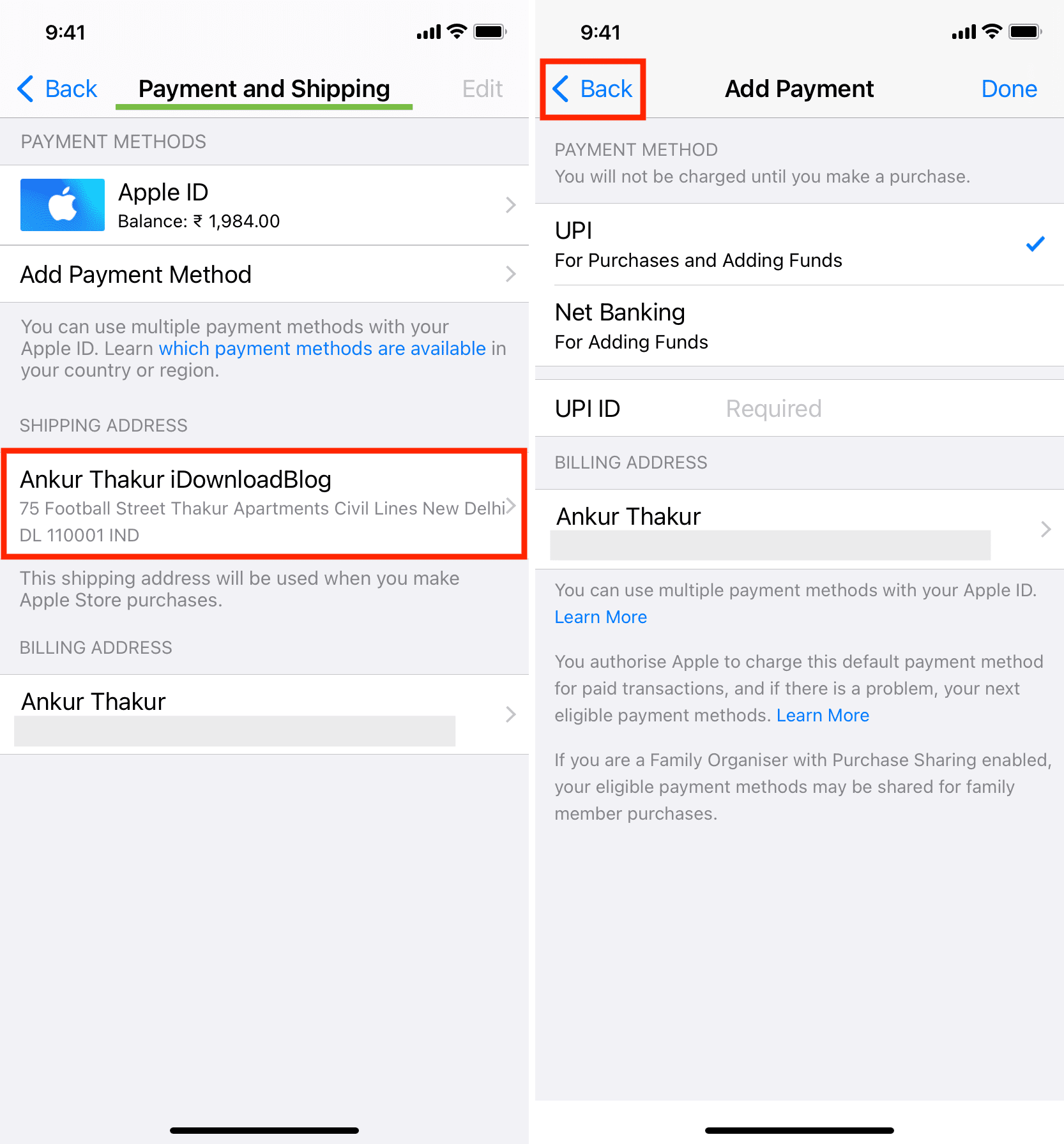Change shipping address for Apple ID on iPhone