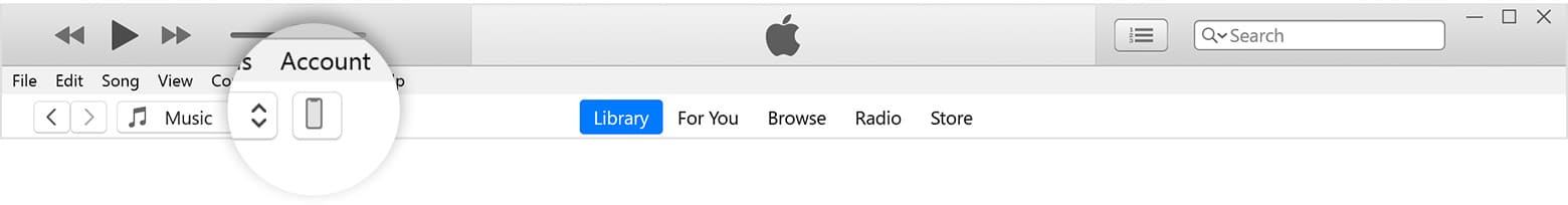 Click the tiny iPhone icon in iTunes
