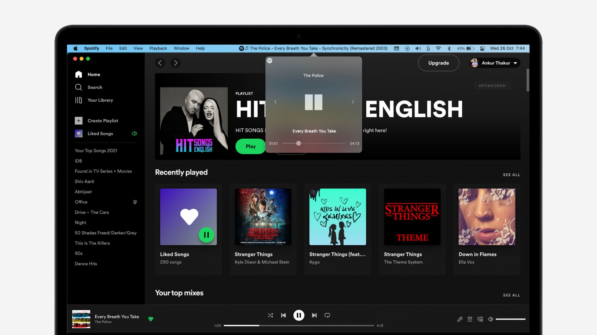 Control Spotify from Mac's menu bar