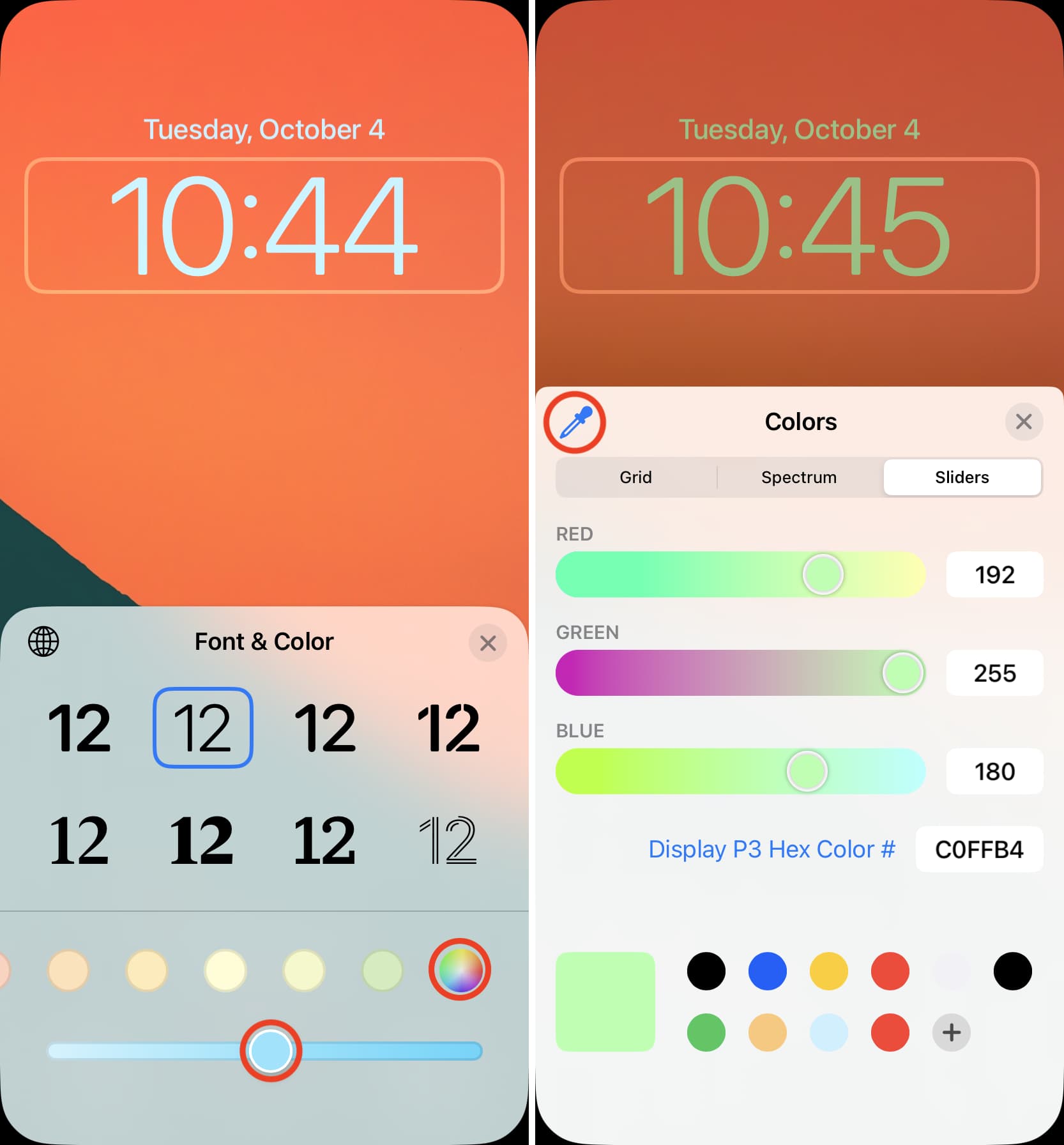 Customize clock color for Lock Screen on iPhone