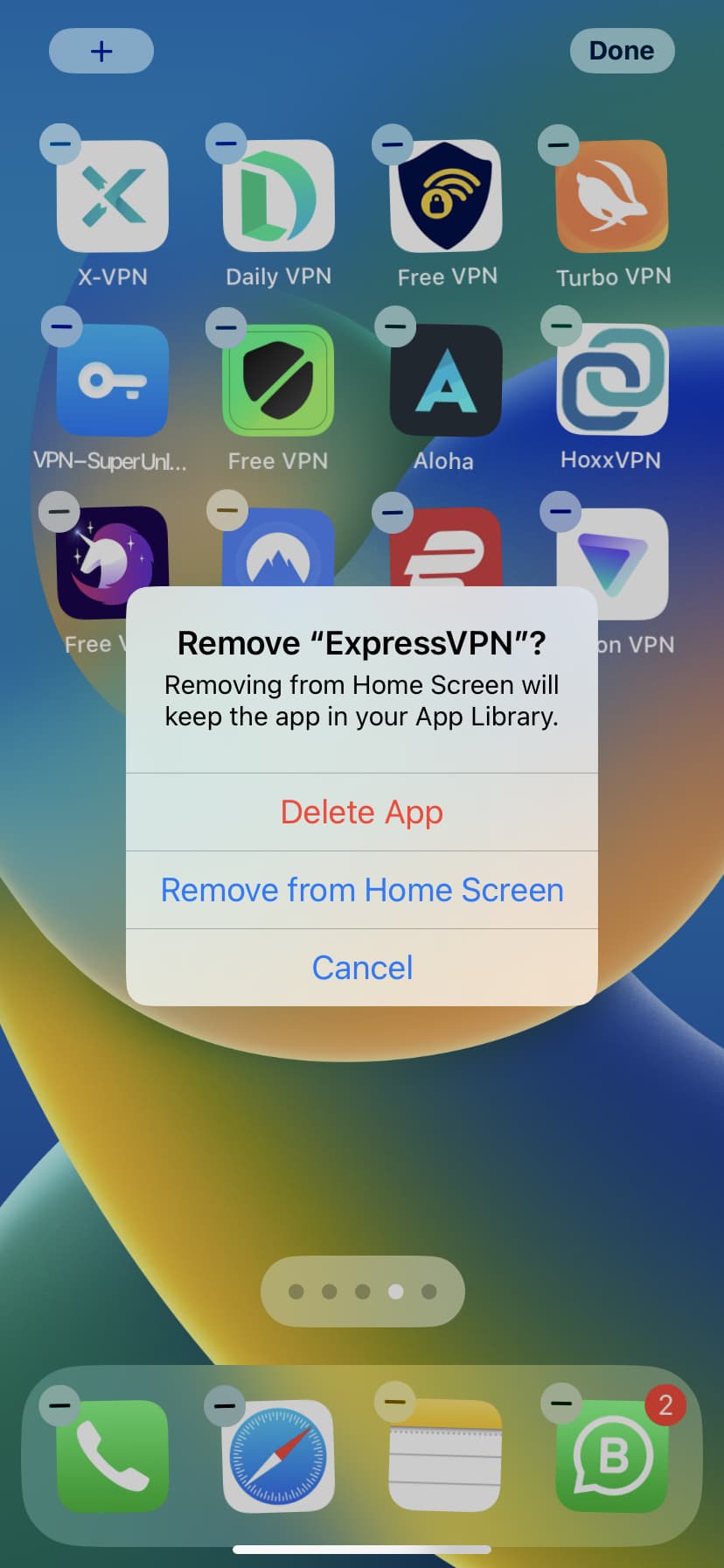 Delete VPN app from iPhone