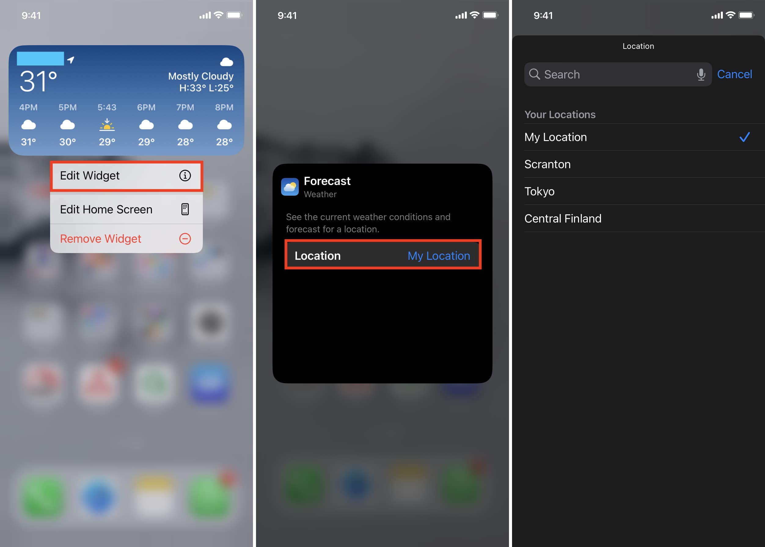 Edit weather widget on iPhone Home Screen