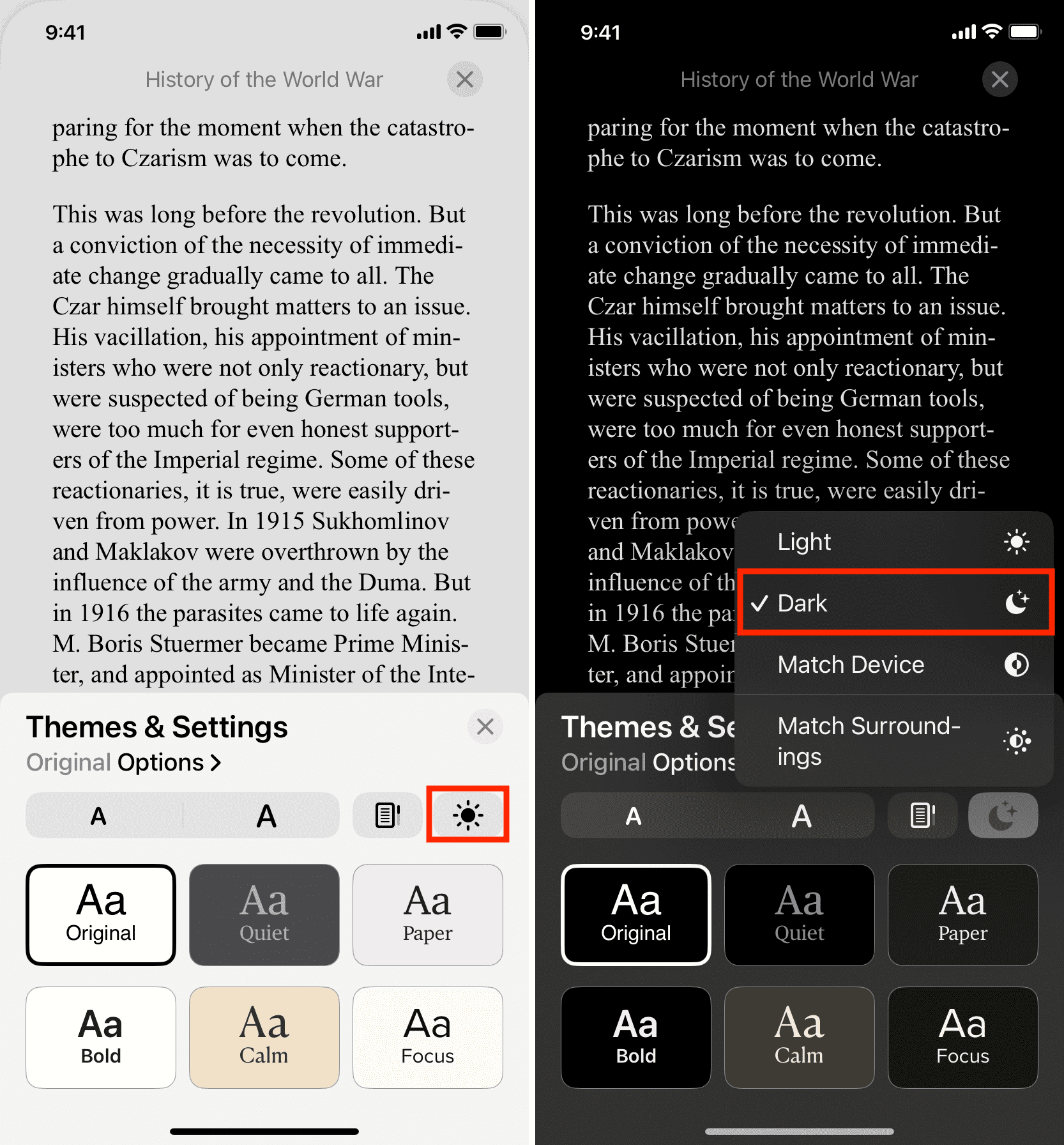 Enable Dark Mode for Books app on iPhone